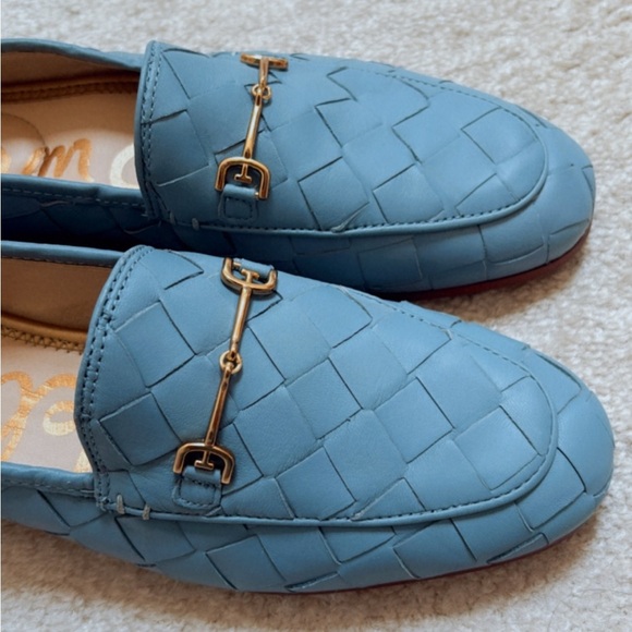 NEW Sam Edelman Loraine Bit Woven Blue Leather Loafers in Aspen Sky Size 7 - Picture 3 of 6